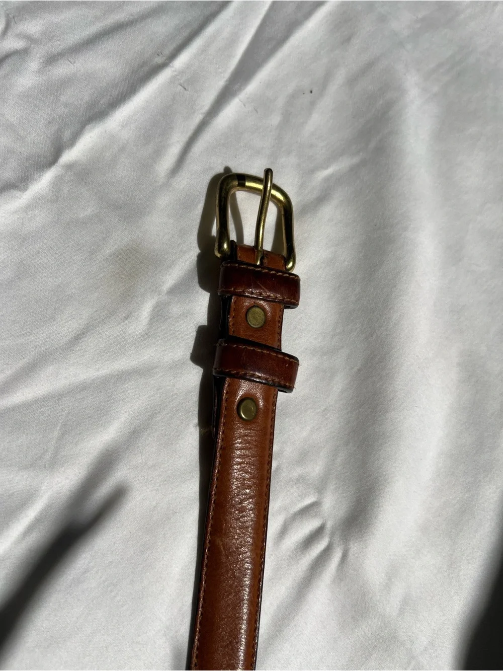 Vintage 90s J CREW brown glove tanned belt Italian leather made in USA brass